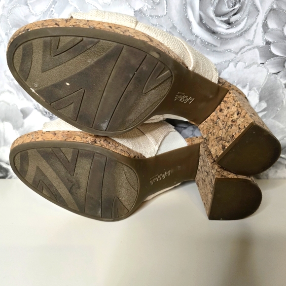 LifeStride Laguna • Size 10 Heels Cream Daisy Cork Heel Mules Opentoe Slides - Picture 9 of 9